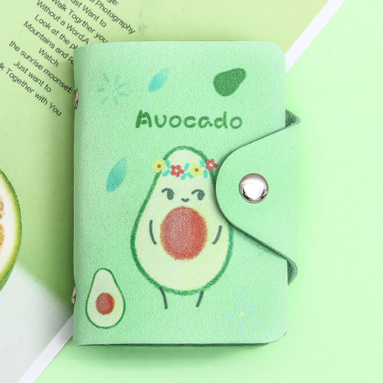 Picture of Green - 1# Cute Fruit Avocado Peach Milk Drinks PU Card Holders Wallet Coin Case Bag