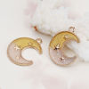 Imagen de Zamak Galaxia Colgantes Charms Luna Media Chapado en Oro Blanco & Amarillo Estrella Brillo 23mm x 19mm, 20 Unidades