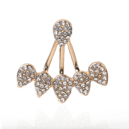 Акриловые Уши Куртка Серьги Позолоченный водяная капля Прозрачныйгорный хрусталь 24мм x 22мм-8мм x 6мм, 1 ШТ