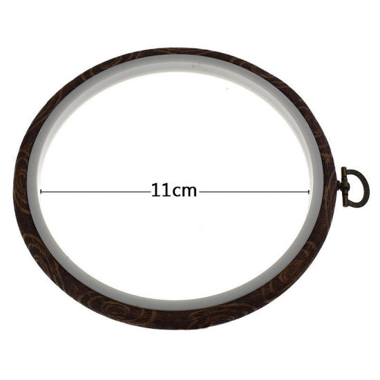 Picture of Plastic & Iron Based Alloy Embroidery Hoop Round Dark Coffee 11cm, 1 Set