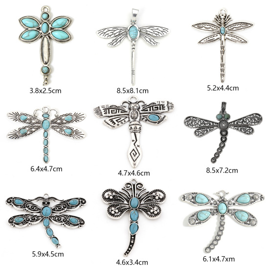 Picture of Zinc Based Alloy Boho Chic Pendants Dragonfly Animal Imitation Turquoise