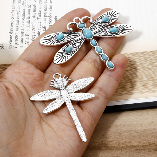 Picture of Zinc Based Alloy Boho Chic Pendants Dragonfly Animal Imitation Turquoise