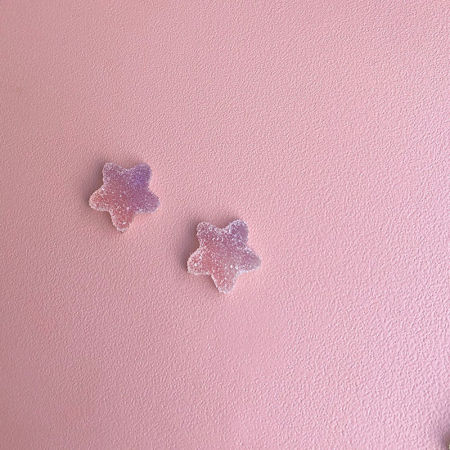 Ear Post Stud Earrings Purple Pentagram Star 20mm x 20mm, 1 Pair