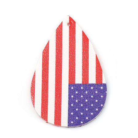 PU Leather Sport Pendants Drop Multicolor National Flag 5.7cm x 3.7cm, 5 PCs