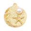 Imagen de Zamak Joyería del océano Colgantes Charms Ronda Chapado en Oro Blanco Estrella de Mar Imitación de perla 22mm x 19mm, 10 Unidades