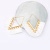 Picture of Hoop Earrings Gold Plated White V-shaped Tassel 7cm x 6.3cm, 1 Pair