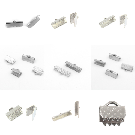 304 Acero Inoxidable Cinta Crimp final  Maletín Tono de Plata 11mm x 9mm, 50 Unidades