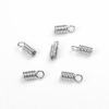 Picture of 304 Stainless Steel Cord End Caps Spring Silver Tone (Fits 2mm Cord) 9mm x 3mm, 50 PCs
