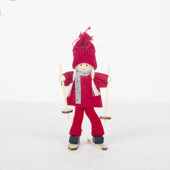Picture of Red - style3 Cute Christmas Tree Decoration Kawaii Christmas Angel Girl Ski Pendant For Home New Year Party Hanging Doll Decor Kids Gift