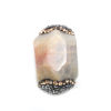 Picture of (Grade A) Agate ( Natural ) Beads Grayish White Gun Black & Champagne Rhinestone About 26mm x 17mm, Hole: Approx 1mm, 1 Piece