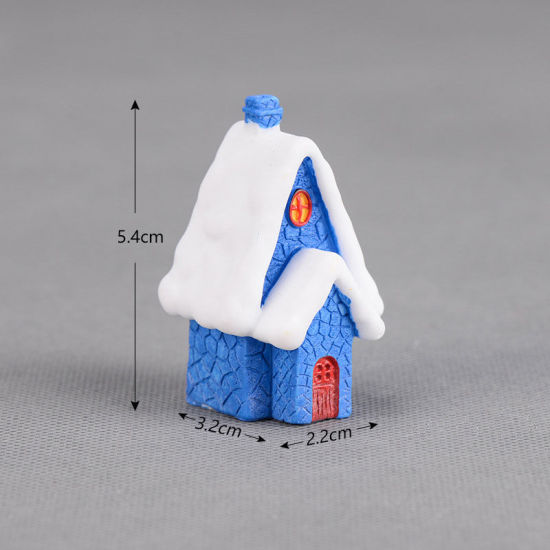 Imagen de Azul - Azul Mini Navidad decorar bricolaje adorno Nieve Santa Casa Figuritas Jardín de hadas Miniaturas Mini Navidad Nieve Paisaje Niños regalo