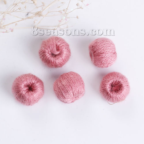 Picture of Acrylic & Cotton Beads Round Pink About 13mm x 11mm, Hole: Approx 4.5mm, 5 PCs