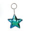 Picture of PVC Paillette Sequin Keychain & Keyring Pentagram Star Silver Tone Blue 13.5cm, 2 PCs