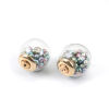 Imagen de Espalda tapones de oído Accesorios de pendiente Vidrio de Bola , Multicolor y Chapado en Oro 16mm, 10 Unidades