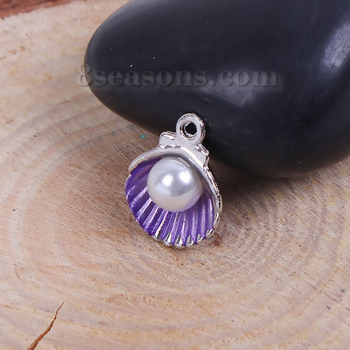 Picture of Zinc Based Alloy One Pearl Jewelry Charms Shell Acrylic Imitation Pearl