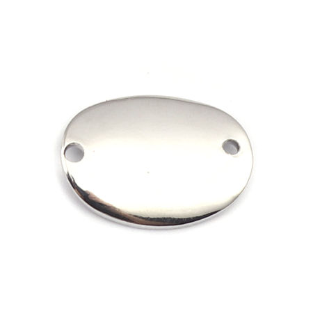 Brass Connectors Oval Silver Tone Curve 19mm x 14mm, 5 PCs