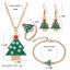 Picture of Jewelry Set Gold Plated Red & Green Christmas Tree Enamel 60cm(23 5/8") long - 3.3cm(1 2/8") long, 1 Set ( 4 PCs/Set)