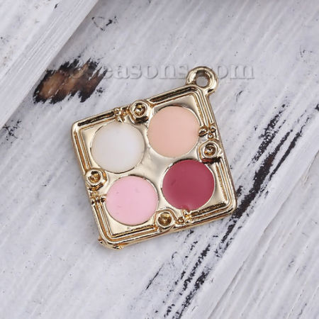 Zinc Based Alloy Makeup Charms Rhombus Blusher Enamel