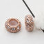 Imagen de Latón+ Circón Artificial Cuentas de Broche Deslizante Ajustable Ronda Oro Rosa With Adjustable Silicone Core 10mm Dia., Agujero: 1.5mm 1 Unidad