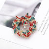 Picture of Pin Brooches Heart Christmas Jingle Bell Gold Plated Multicolor Rhinestone 4.3cm x 3.9cm, 1 Piece