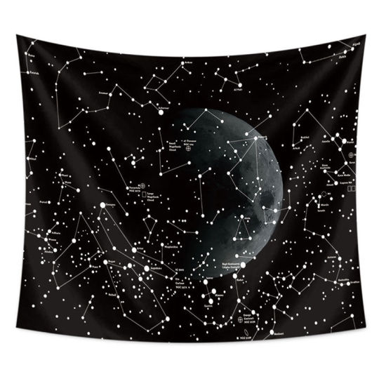 Bild von Tapisserie Wandbehang Schwarz Rechteck Galaxie Universum Muster 100cm x 70cm, 1 Stück