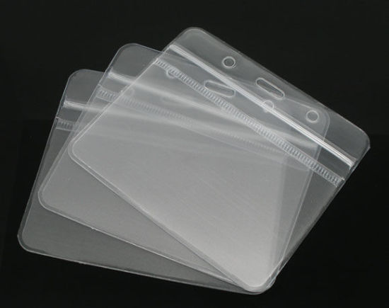 Image de Porte Badge Carte Horizontal en Acrylique Imperméable Transparent 10.2cm x7.9cm, 10 PCs