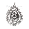 Imagen de Zamak Bohemia Colgantes Gota Plata Antigua Filigrana 59mm x 43mm, 3 Unidades