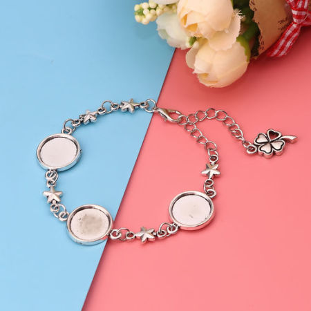 Bracelets Four Leaf Clover Pentagram Star Cabochon Settings 