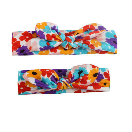 Picture of Headband Bowknot Multicolor Flower Pattern 23cm 19cm Dia., 1 Set ( 2 PCs/Set)