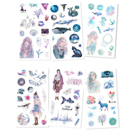 Paper DIY Scrapbook Deco Stickers Girl Marine Animal