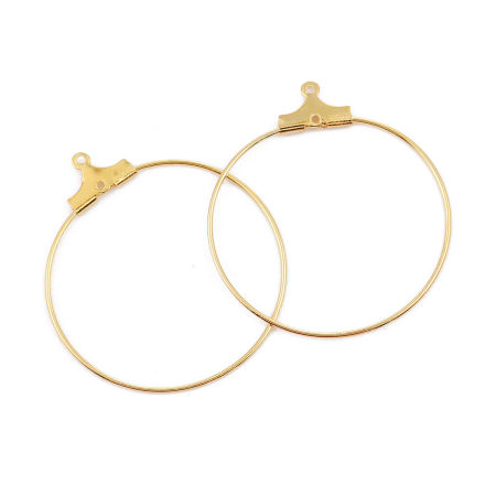 Eisenlegierung Ohrring Einzelteil Anhänger Ring KC Vergoldet Zum Öffnen 35mm x 31mm, 40 Stück