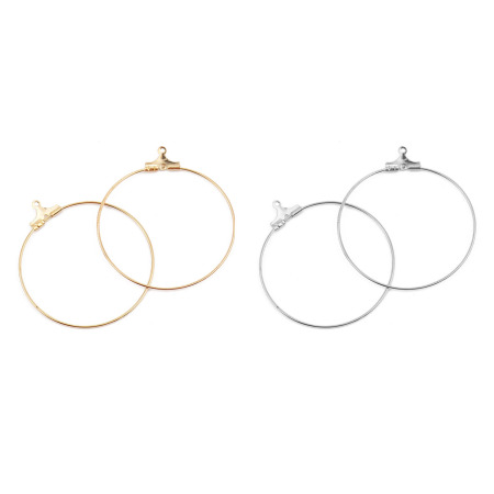 Iron Based Alloy Earring Components Pendants Circle Ring KC Gold Plated Can Open 40mm(1 5/8") x 36mm(1 3/8"), 40 PCs
