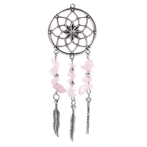 Picture of Zinc Based Alloy Pendants Dream Catcher Feather Stone