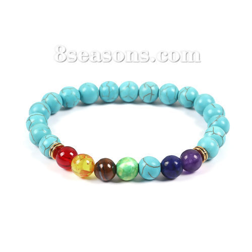 Image de Bracelets Yoga Perlés en Turquoise Elastique    