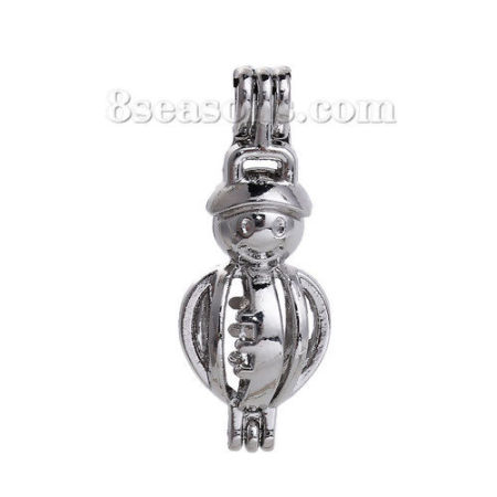 Zinc Based Alloy D Wish Pearl Locket Jewelry Pendants Christmas Snowman Can Open  