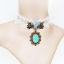 Picture of Polyester Choker Necklace White Green Blue Round Lace 33cm(13") long, 1 Piece