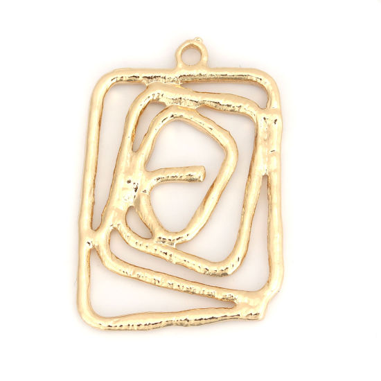 Bild von Zinklegierung Anhänger Rechteck Vergoldet Helix 31mm x 22mm, 10 Stück