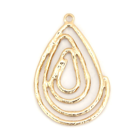 Image de Pendentifs en Alliage de Zinc Goutte d'Eau Doré Spiral 37mm x 24mm, 10 Pcs