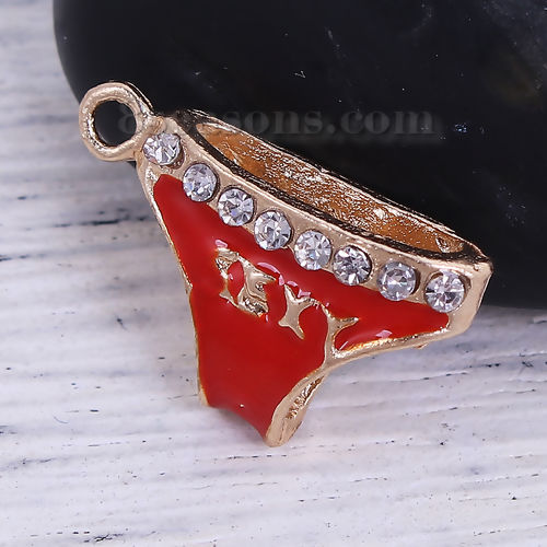 Picture of Zinc Based Alloy Charms Panties Message " sexy " Clear Rhinestone Enamel 