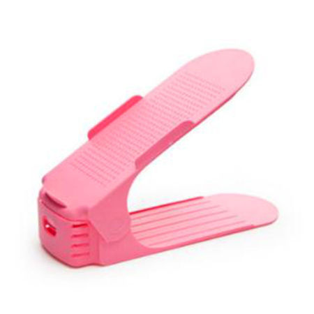 Plastic Adjustable Shoe Holder Rack Organizer Storage Pink 25cm(9 7/8") x 9.3cm(3 5/8"), 1 Piece