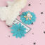 Bild von Zinklegierung & Stoff Quaste Charms Blumen Vergoldet Cyan Acryl Imitat Perle 24mm x 15mm - 22mm x 14mm, 20 Stück