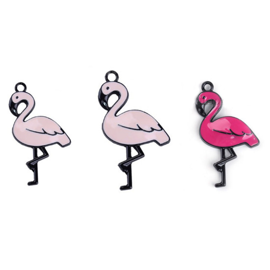 Picture of Zinc Based Alloy Pendants Flamingo Enamel 