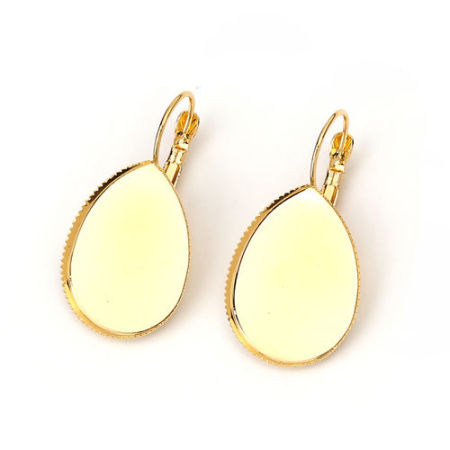 Messing Leverback Ohrringe Tropfen Vergoldet Cabochon Fassung (Für 25mmx18mm) 37mm x 20mm, Drahtstärke: (19 gauge), 10 Stück
