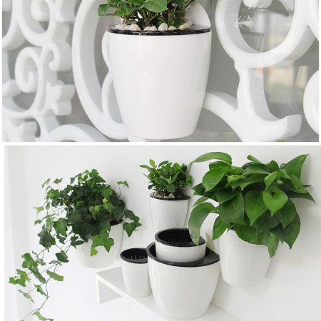 White & Black - Style1 Gardening Flower Pots Creative Wall Lazy Flower Pots New Color Plastic Flower Plate