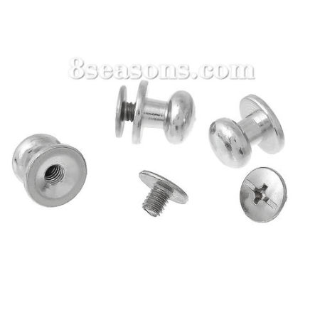 Copper Drawer Handles Pulls Knobs Cabinet Furniture Hardware Round Silver Tone 12mm x11mm( 4/8" x 3/8") 10mm x6mm( 3/8" x 2/8"), 10 Sets