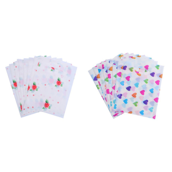Picture of Plastic Party Gift Bags Rectangle Flower Leaves Pattern Off-white 20cm(7 7/8") x 15cm(5 7/8"), 50 PCs