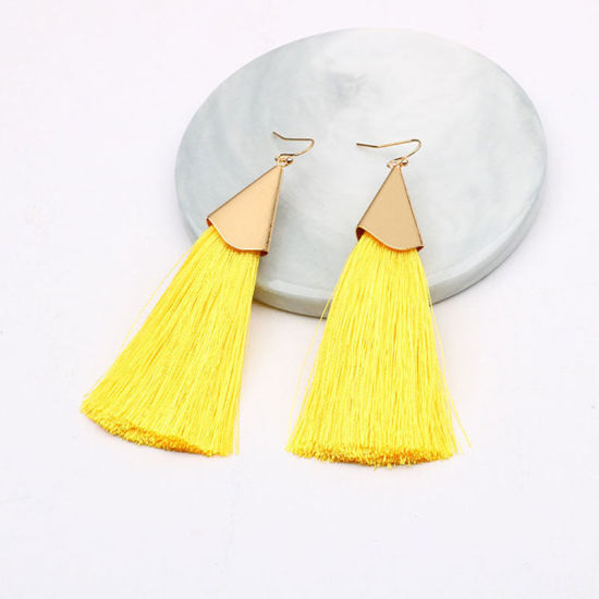 Picture of Tassel Earrings Gold Plated Yellow 9cm x 3cm, 1 Pair