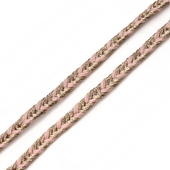 Image de Cordon Tressé en Polyester Rose 4-3mm, 10 Yards