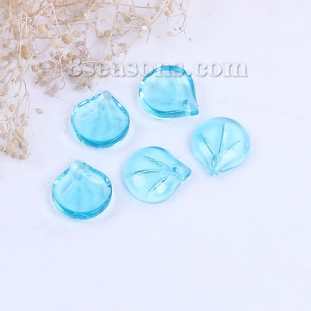 Lampwork Glass Czech Beads Petaline Lake Blue About 15mm x 14mm, Hole: Approx 1.2mm, 10 PCs