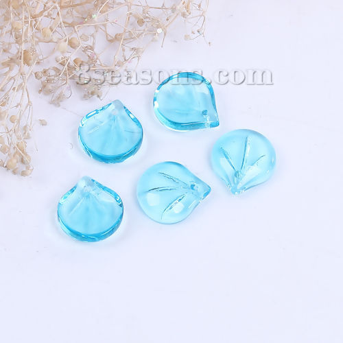 Image de Perles Tchèques en Verre Pétale de fleur Bleu Lac 15mm x 14mm, Taille de Trou: 1.2mm, 10 Pcs